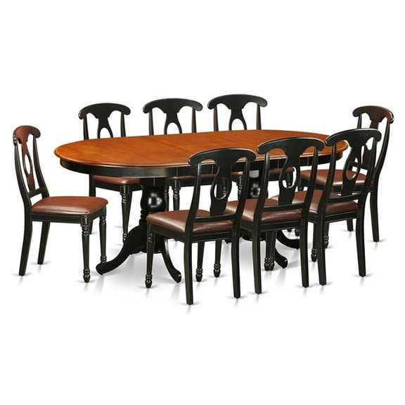 Pemberley Row Wood Black and Cherry Dining Room Set Oval Extendable 78" Unassembled