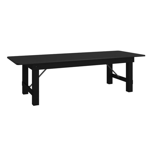 Pemberly Row 9' x 40" Solid Pine Farmhouse Folding Table in Black Wash