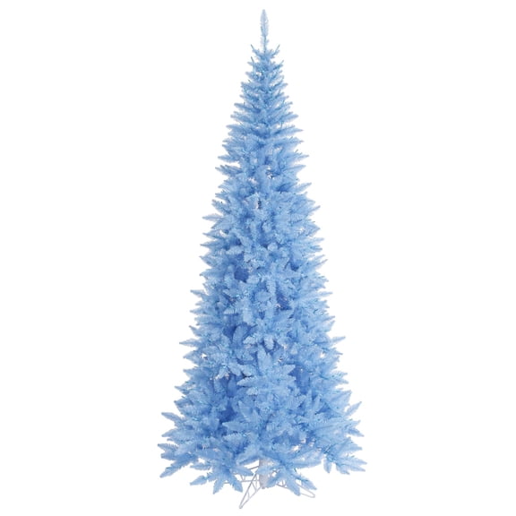 Pemberly Row 90" Plastic Fir Slim Unlit Artificial Christmas Tree in Sky Blue