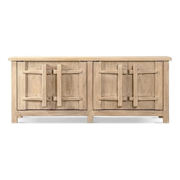 Pemberly Row 91" Reclaimed Pine 4-Door Crossbar Sideboard in Light Natural Brown