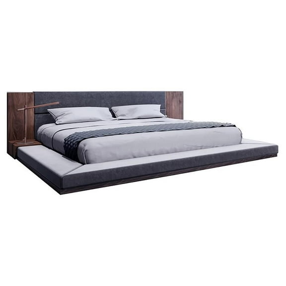 Pemberly Row 91x108" Modern Polyester Fabric California King Bed in Gray