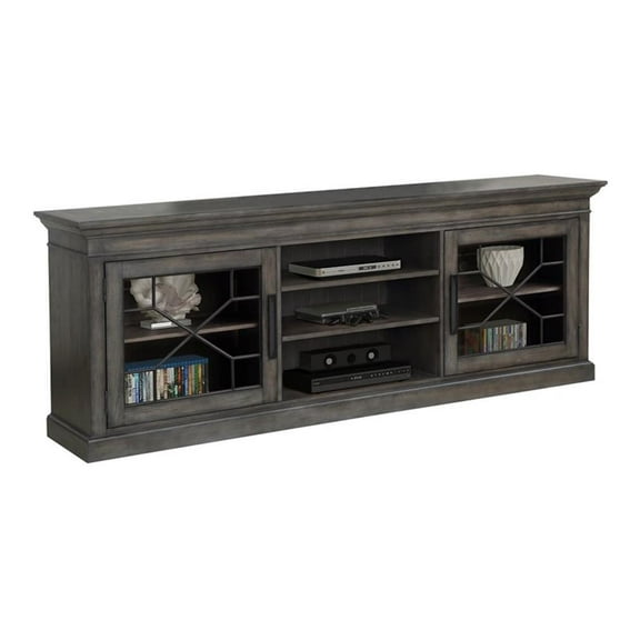 Pemberly Row 92" Traditional Wood TV Console in Smokey Brown