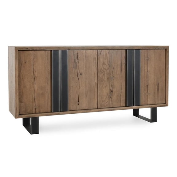 Pemberly Row 94" Reclaimed Oak Wood Sideboard Buffet in Brown Oak