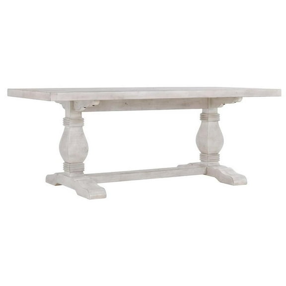Pemberly Row 94" Reclaimed Solid Pine Wood Dining Table in Nordic Ivory