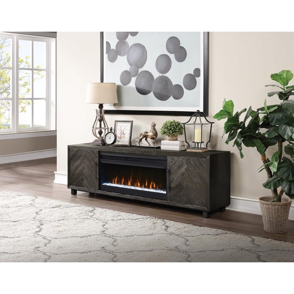 Pemberly Row 96" Fireplace Console Entertainment Fully Assembled Gray