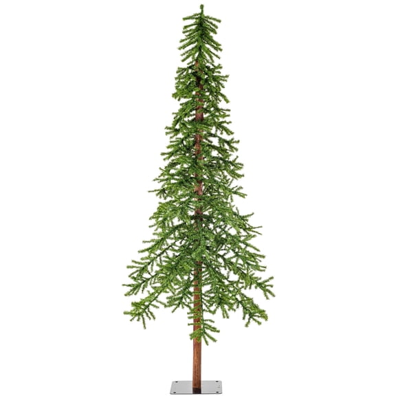 Pemberly Row 96" Plastic Natural Alpine Artificial Christmas Tree in Green