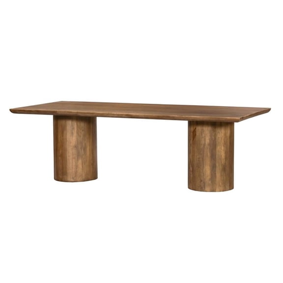 Pemberly Row 96" Rectangular Solid Mango Wood Dining Table in Spice Tan