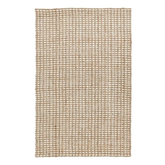 Pemberly Row 96 x 120" Basket Weave Jute & Wool Area Rug in Natural/Ivory
