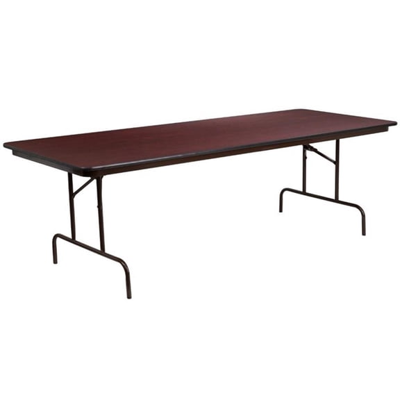 Pemberly Row 96" x 36" Melamine Top Folding Table in Mahogany