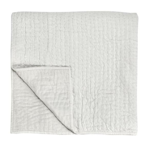 Pemberly Row 96x108" Rayon Velvet & Cotton Sateen King Quilt in Ivory