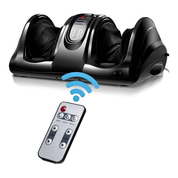Pemberly Row ABS and Fabric Shiatsu Foot Massager with Remote Control in Black