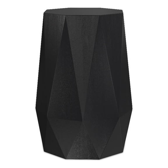 Pemberly Row Acacia Wood Polygon Side Table in Black