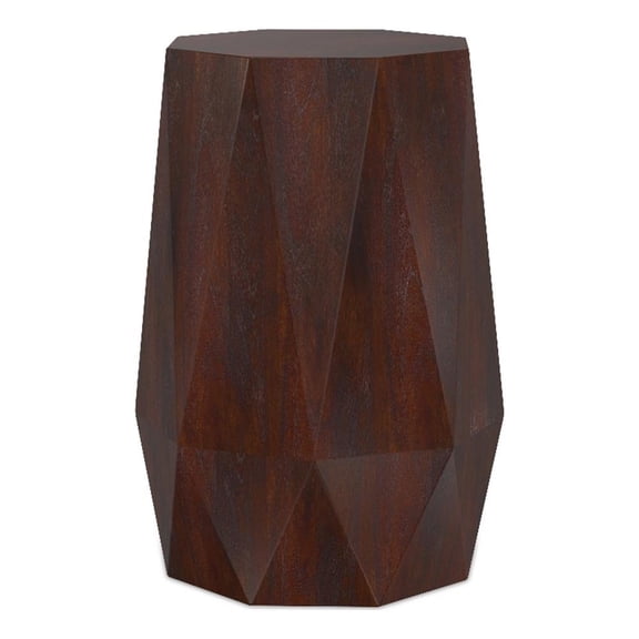 Pemberly Row Acacia Wood Polygon Side Table in Walnut Brown