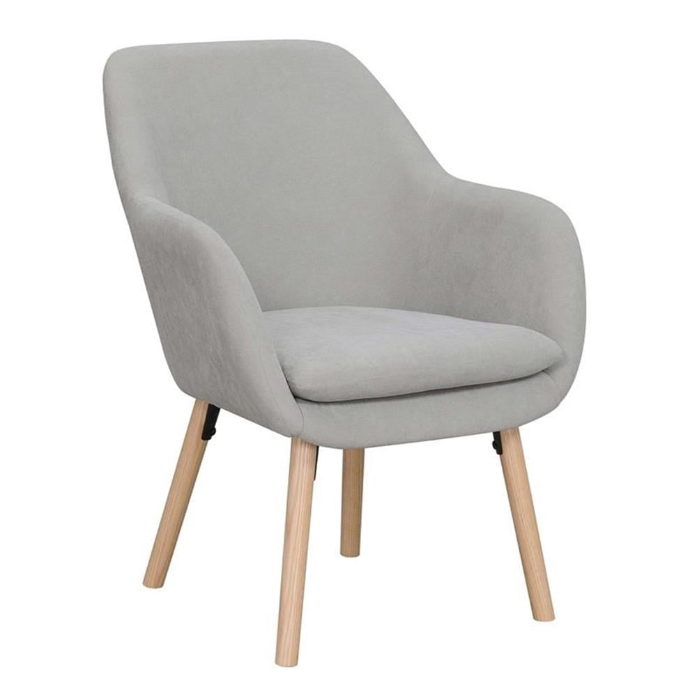 Pemberly Row Accent Chair in Light Gray Linen with Wood Legs - Walmart.com