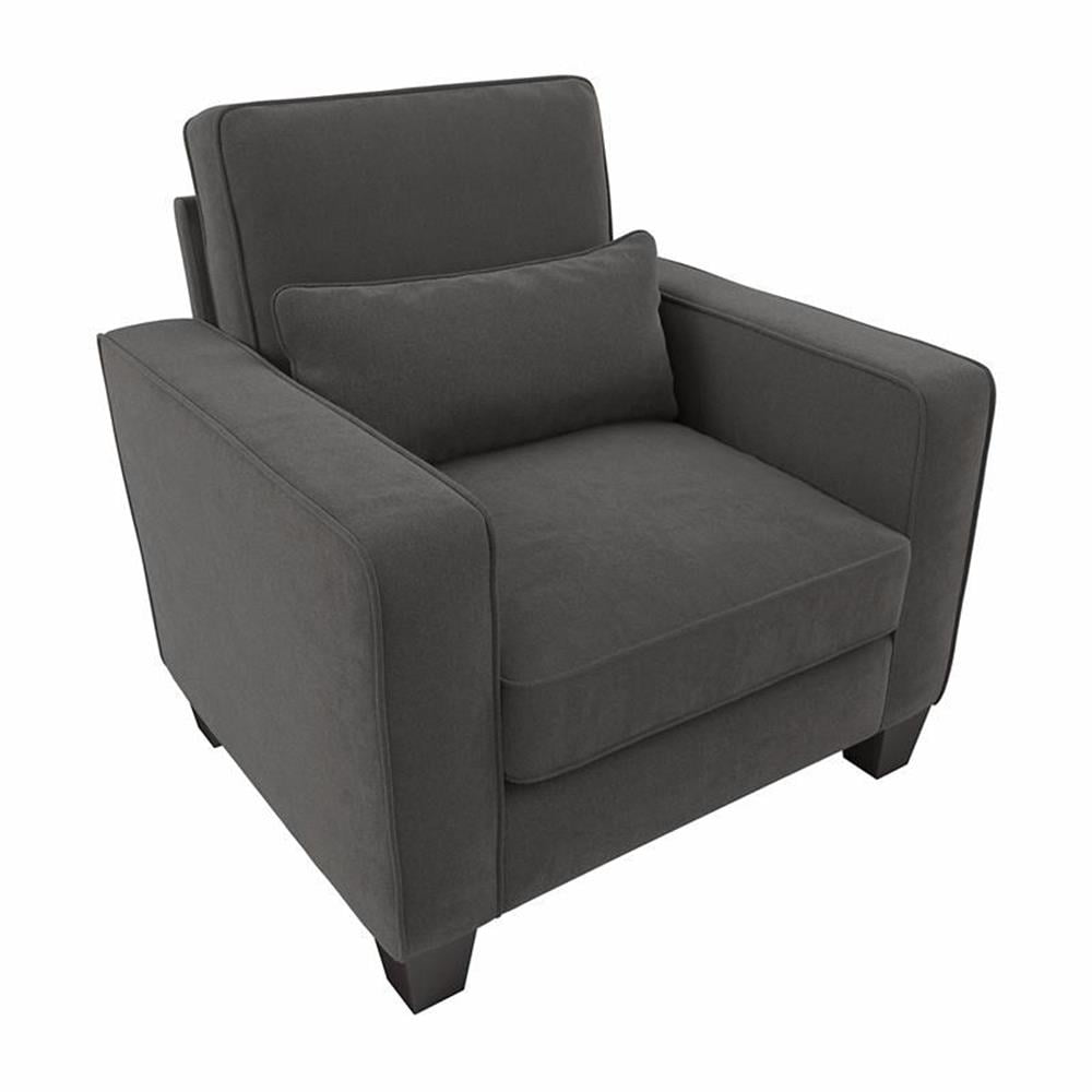 Pemberly Row Accent Chair with Arms in Charcoal Gray Herringbone Fabric ...