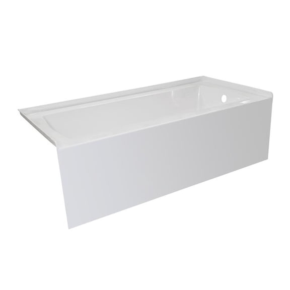 Pemberly Row Acrylic 60X30 Right Drain Above Floor Rough Bathtub in White