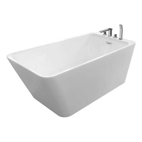 Pemberly Row Acrylic Freestanding Acrylicsulated Bathtub in White