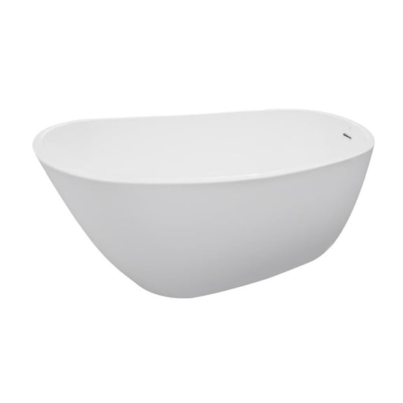 Pemberly Row Acrylic Oval Freestanding Acrylicsulated Bathtub in White