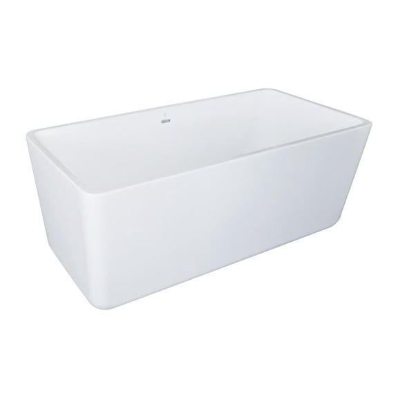 Pemberly Row Acrylic Rectangular Freestanding Acrylicsulated Bathtub in White