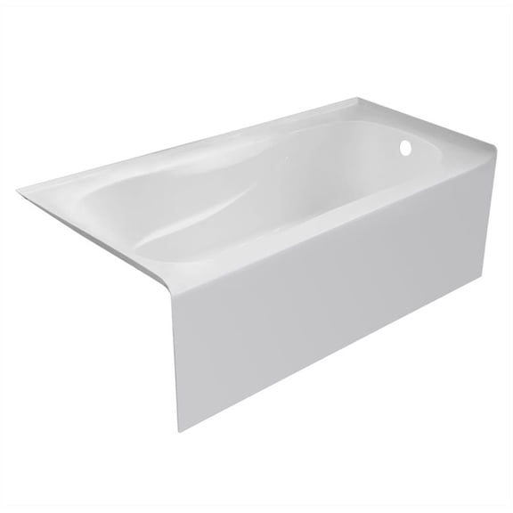 Pemberly Row Acrylic Right Drain Above Floor Rough Bathtub 60X30 in White