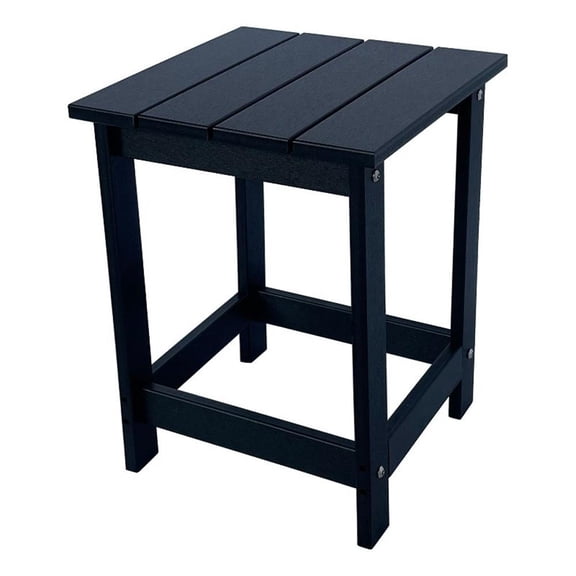 Pemberly Row Adirondack Indoor/Outdoor Square Resin End Table in Black