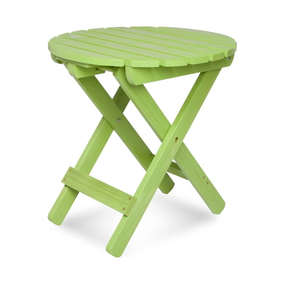Pemberly Row Adirondack Round Cedar Wood Foldable Side Table in Green