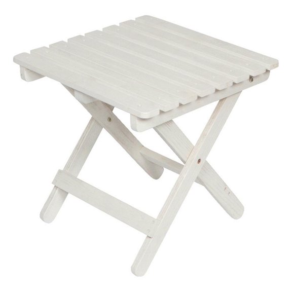 Pemberly Row Adirondack Square Cedar Wood Foldable Side Table in White