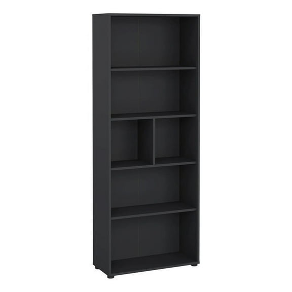 Pemberly Row Adjustable 6 Shelf Open Storage Bookcase in Matte Grey