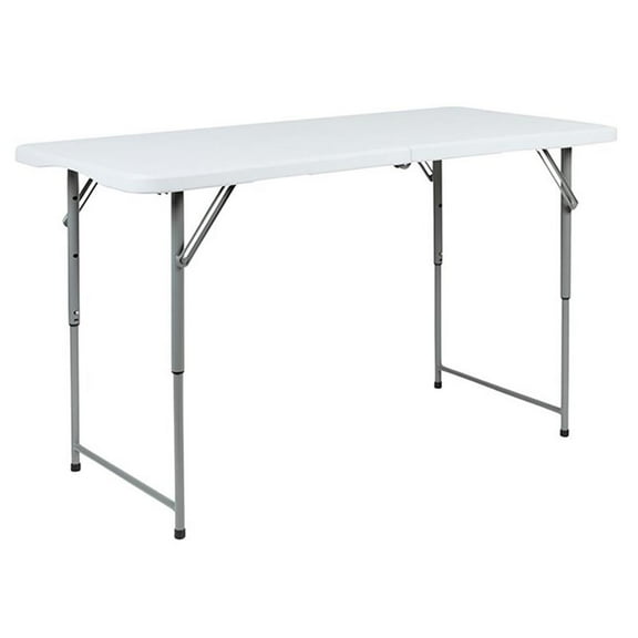 Pemberly Row Adjustable Bi-Fold Plastic Folding Table in Granite White