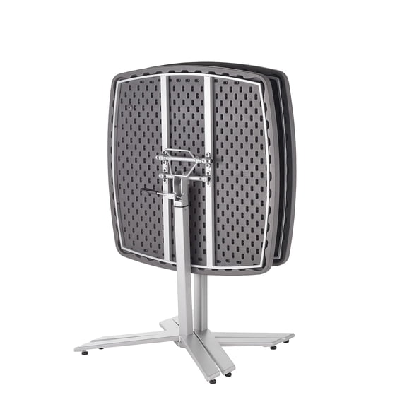 Pemberly Row Adjustable-Height Metal Table in Charcoal Slate/Silver