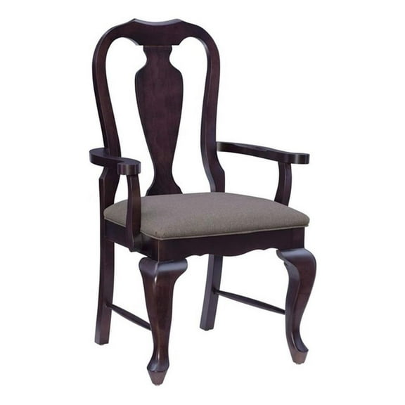 Pemberly Row Adrian Beechwood Fully Assembled Upholstered Seat Arm Chair - Brown