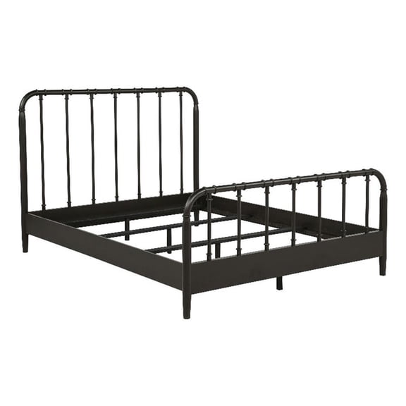 Pemberly Row All Wood Water Pipe Open Frame Queen Bed in Dark Bronze