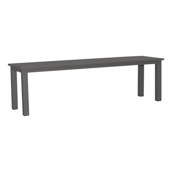 Pemberly Row Aluminum Outdoor Dining Bench UV Water Resistant in Gray Granite