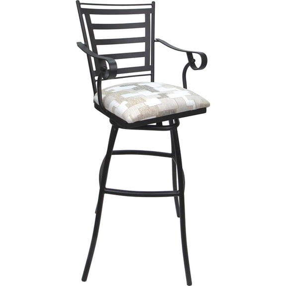 Pemberly Row Aluminum Outdoor/Indoor 30" Bar Stool Arms in Craft White/Gray