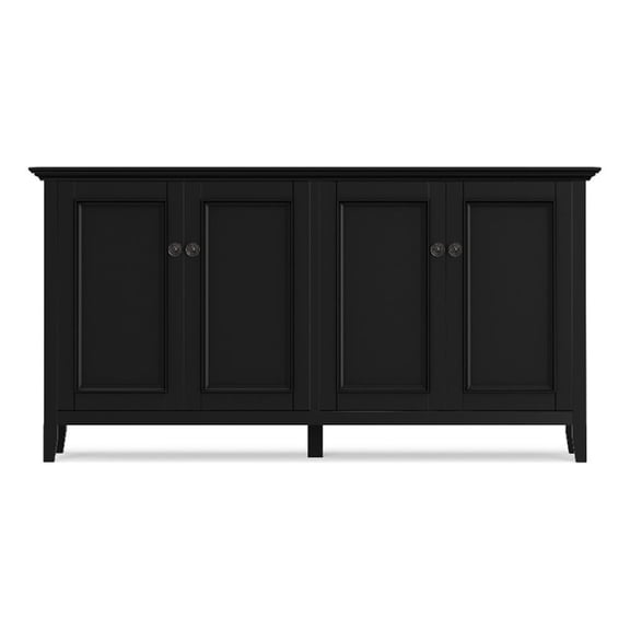 Pemberly Row Amherst 66" Wide Solid Pine Storage Cabinet in Black