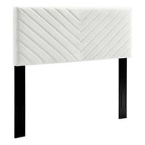 Pemberly Row Angular Channel Tufted Velvet Full/Queen Headboard in White