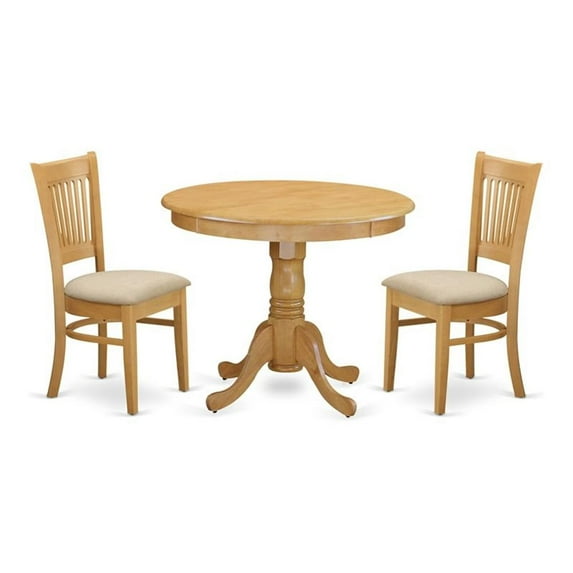 Pemberly Row Antique 3-piece Traditional Wood Dining Table Set in Oak