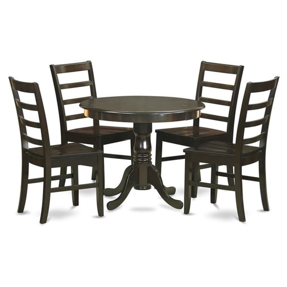 Pemberly Row Antique 5-Piece Wood Kitchen Set in Cappuccino