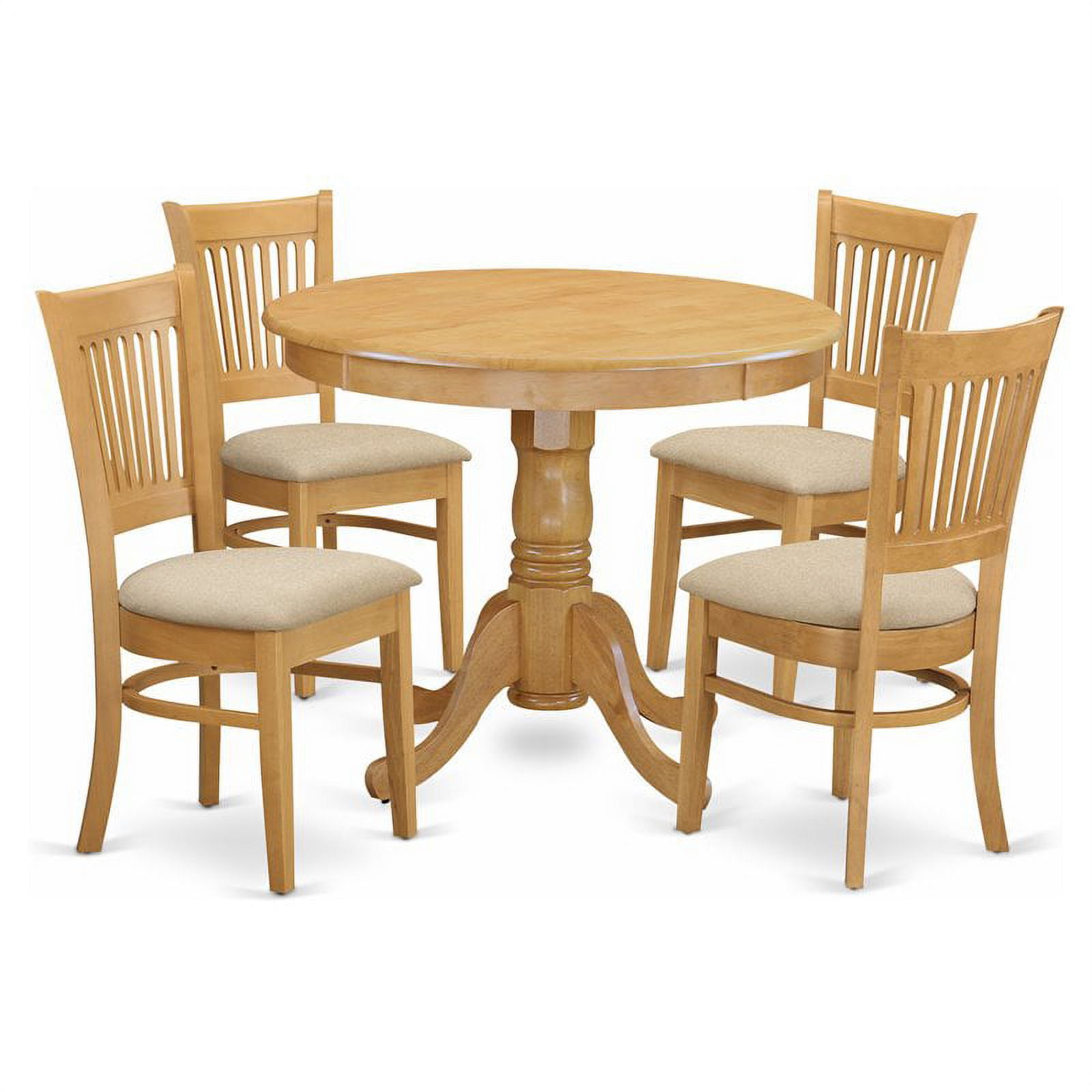 Pemberly Row Antique 5piece Traditional Wood Dining Room Set in Oak