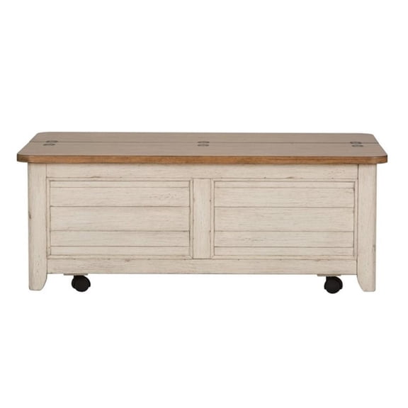 Pemberly Row Antique White Storage Trunk with Cedar-Lined Interior
