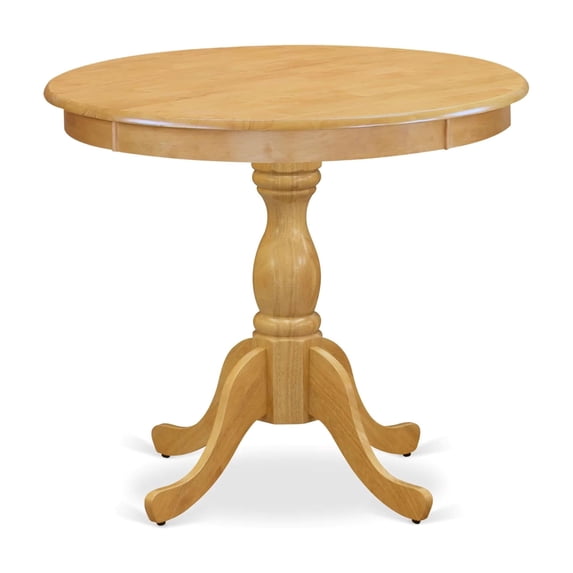 Pemberly Row Antique Wood Dining Table with Pedestal Legs in Oak