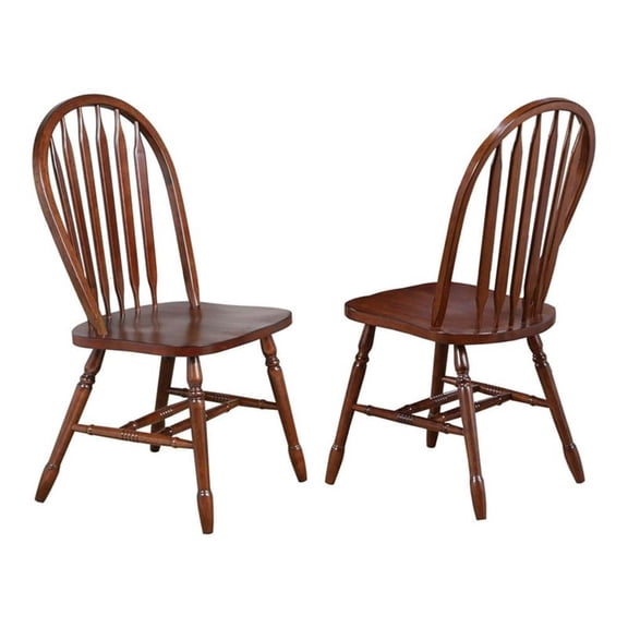 Pemberly Row Arrowback Windsor Wood Dining Side Chairs in Brown (Set of 2)