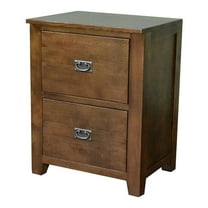 Pemberly Row Arts and Crafts 24" 2-Drawer Wood File Cabinet in Walnut