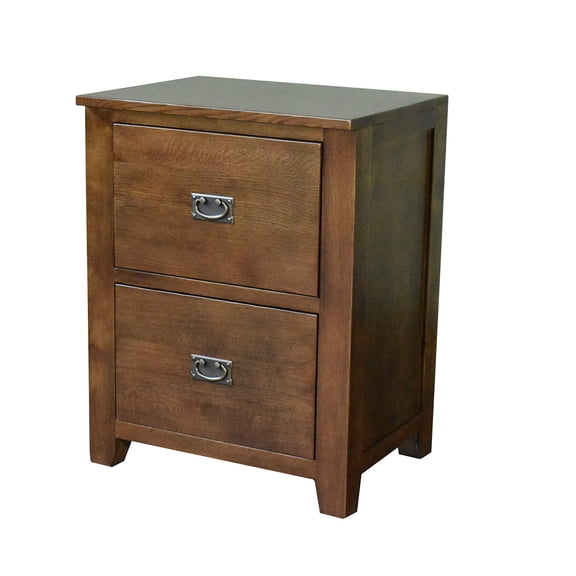 Pemberly Row Arts and Crafts 24" 2-Drawer Wood File Cabinet in Walnut