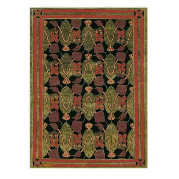 Pemberley Row Polyester Olive Green Area Rug Rectangular Non-Slip Machine Washable 9' x 12'