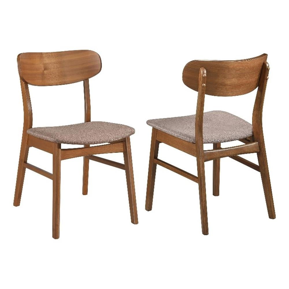 Walnut Brown Upholstered Side Chair with Curved Backrest