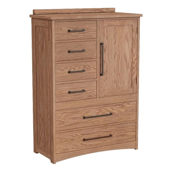 Pemberly Row Authentic Solid Oak Craftsman Gentleman's Chest in Taupe