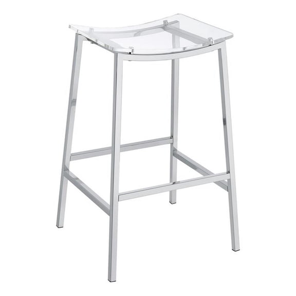 Pemberly Row Backless Bar Stool with Acrylic Seat in Clear (Set of 2)