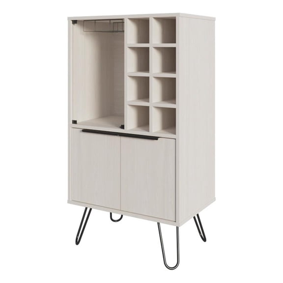 Pemberly Row Bar Cabinet in melamine with wine storage White
