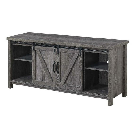 Pemberly Row Barn Door 52" TV Stand in Rustic Gray